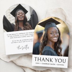 Elegant graduation photo arch Thank you card