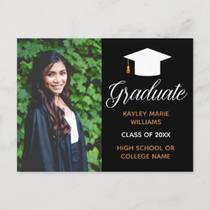 Elegant Graduation Photo Black Gold 2022 Graduate Postcard