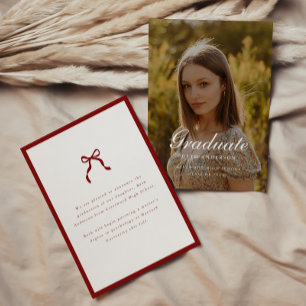 Elegant Graduation Photo Coquette Wine Red Announcement