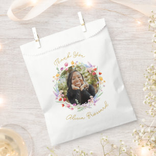 Elegant Graduation Photo Floral Thank You Favour Bags
