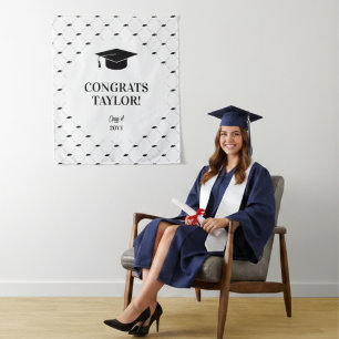 Elegant Graduation Photo Personalised Backdrop Tapestry