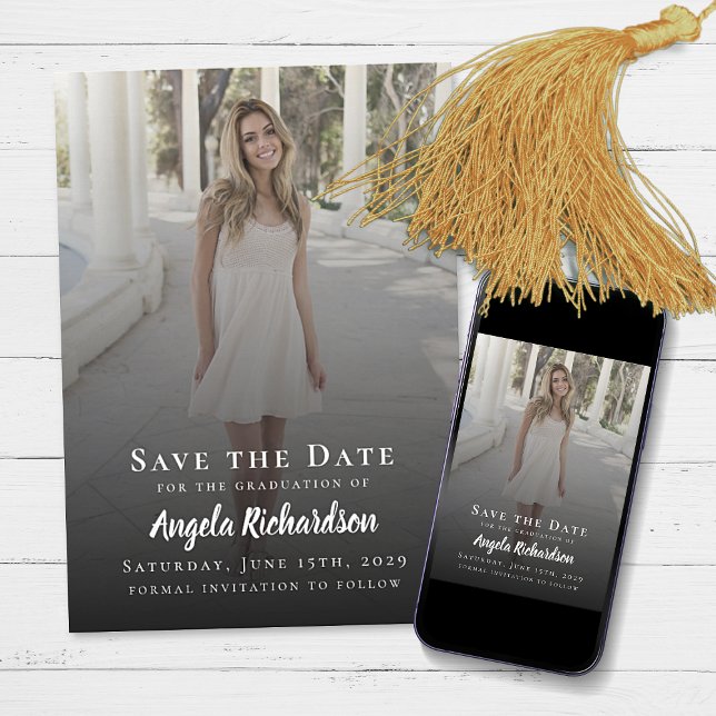 Elegant Graduation Photo Typography Save the Date Announcement (Creator Uploaded)