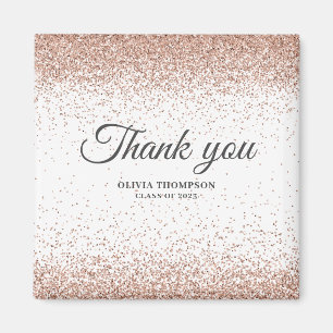 Elegant Graduation Rose Gold Glitter Thank You   Magnet