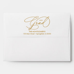 Elegant Graduation Script Gold Lined Envelope