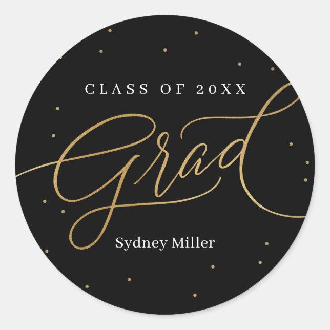 Elegant Graduation Sticker or Envelope Seal (Front)