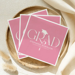Elegant Graduation Tassel Pink Napkin
