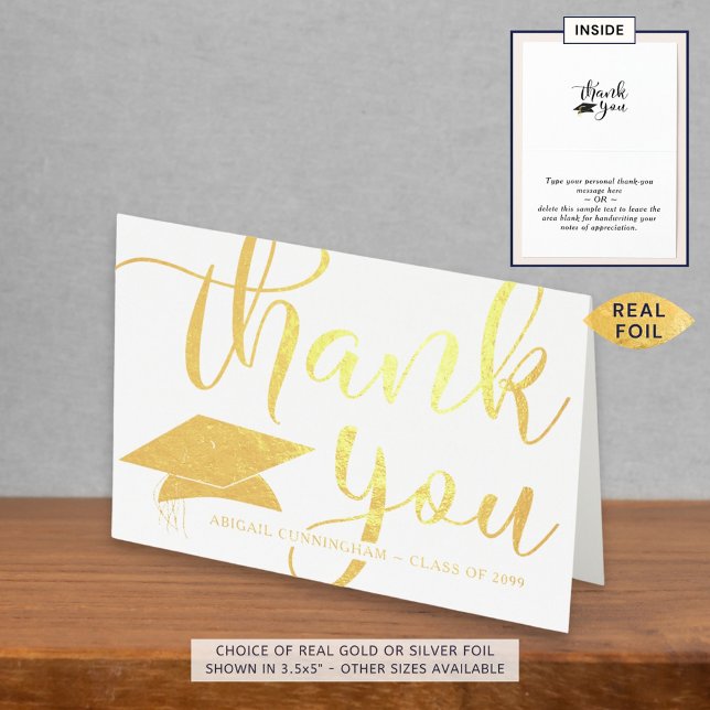 Elegant Graduation Thank You Script Foil Card (Creator Uploaded)