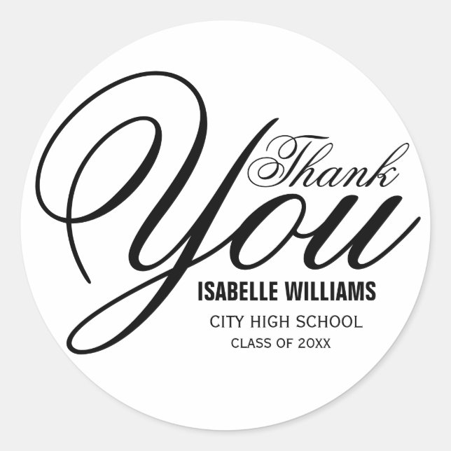 Elegant Graduation Thank You Sticker Template (Front)