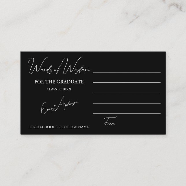 Elegant Graduation Words of Wisdom Enclosure Card (Front)
