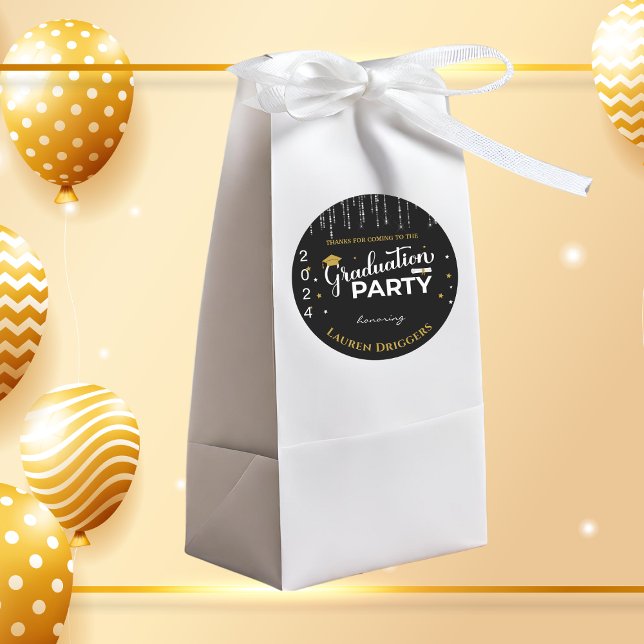 Elegant Graduation  Year Glitter Classic Round Sticker (Creator Uploaded)