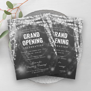 Elegant Grand Opening Business Silver Lights Invitation