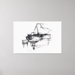 Elegant Grand Piano Portrait - Premium Canvas Print