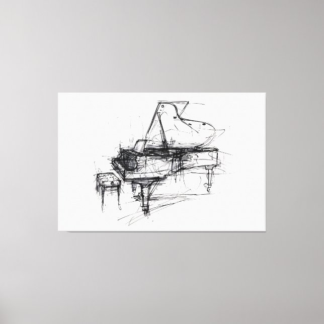 Elegant Grand Piano Portrait - Premium Canvas Print (Front)