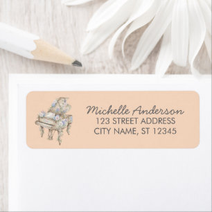 Elegant Grand Piano with Flowers Return Address