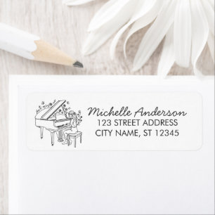 Elegant Grand Piano with Flowers Return Address   