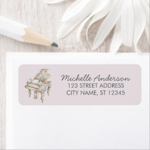 Elegant Grand Piano with Flowers Return Address   