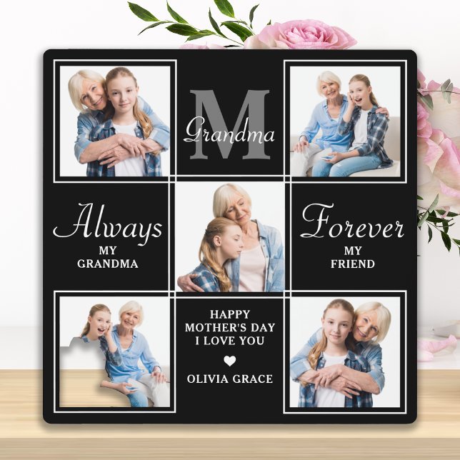 Elegant GRANDMA 5 Photo Collage Monogram Poem Plaque (Creator Uploaded)