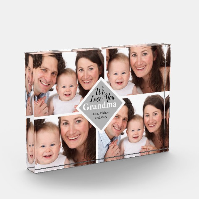 Elegant Grandma Family Four Photos Name Script (Left)