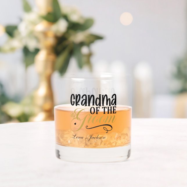 Elegant Grandma of the Groom add name Wedding Whiskey Glass (Insitu (Wedding))
