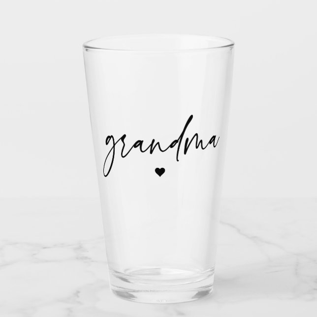 Elegant Grandma Script Typography Grandma Gifts Glass (Front)