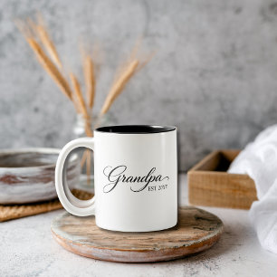 Elegant Grandpa EST Personalized Two-Tone Coffee Mug