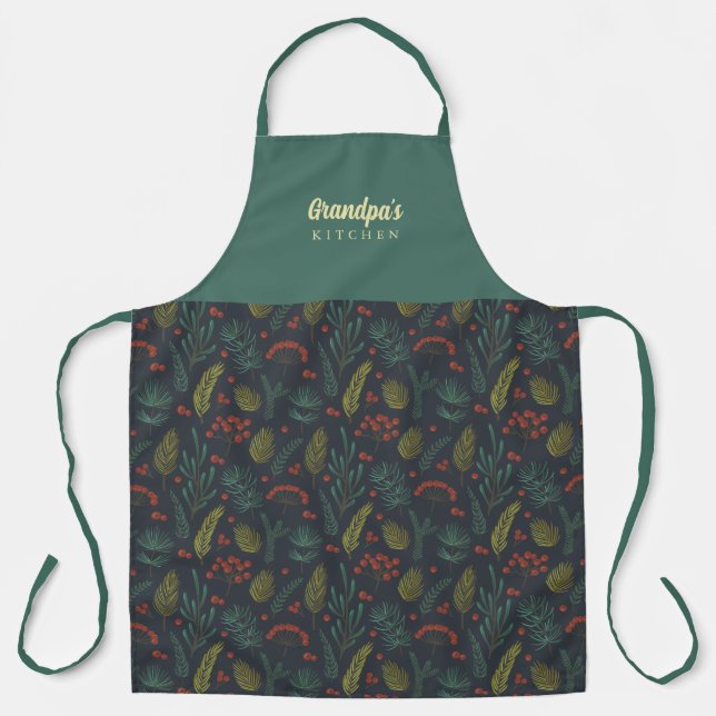 Elegant Grandpa Winter Botanical Apron (Front)