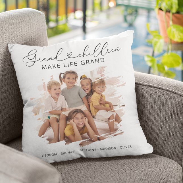Elegant Grandparents Grandchildren Photo Cushion (Creator Uploaded)