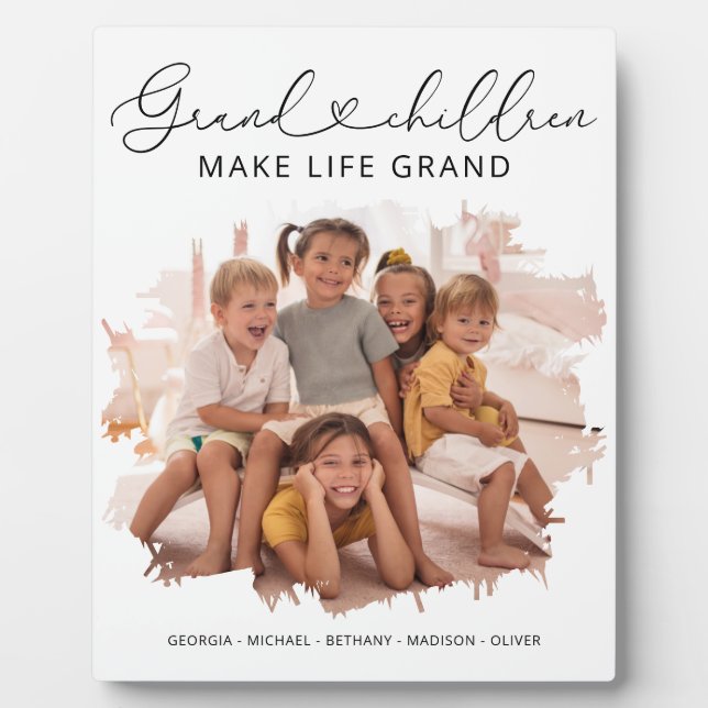 Elegant Grandparents Grandchildren Photo Plaque (Front)