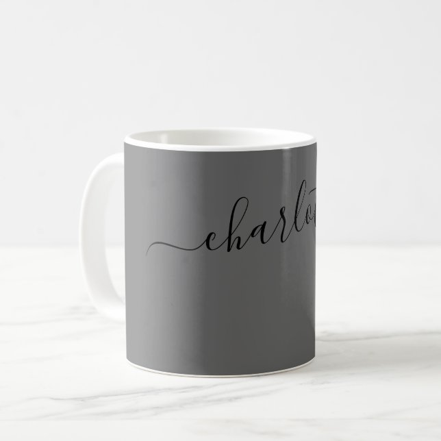 Elegant Granite Colour Modern Name Personalised Coffee Mug (Front Left)