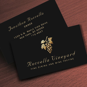 Elegant Grape Winery Vineyard Black Business Card