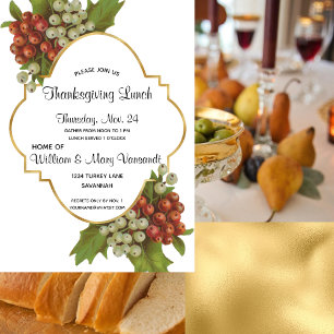 Elegant Grapes & Gold Thanksgiving Lunch Invitation