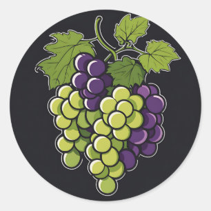 Elegant Grapes Minimalist Classic Round Sticker