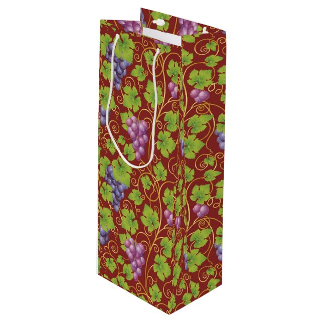 Elegant Grapes Paper Wine Tote Gift Bag (Front Angled)