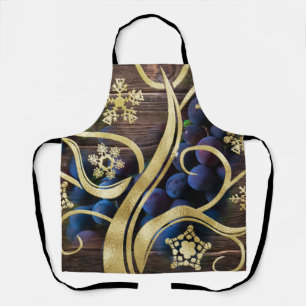 Elegant Grapes With Gold Pattern Apron