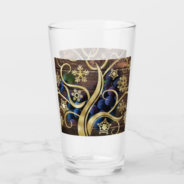 Elegant Grapes With Gold Pattern Glass (Front)