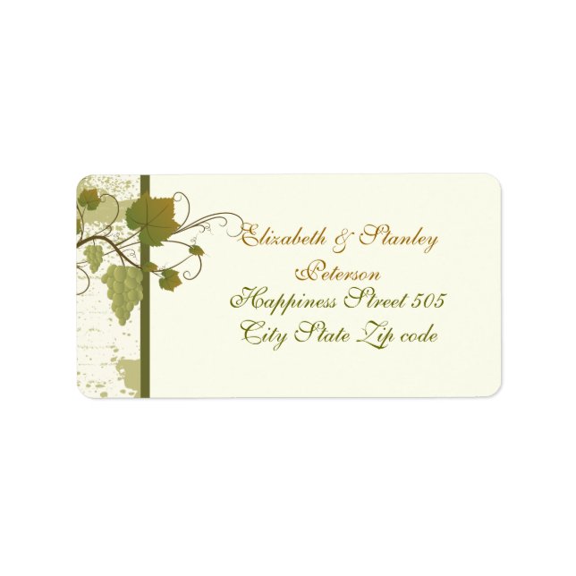 Elegant grapevine fall wedding label (Front)