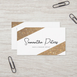 Elegant Graphic Black White Gold Glitter Stylist Business Card