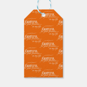 Elegant Grateful Thanksgiving Autumn Orange Gift Tags