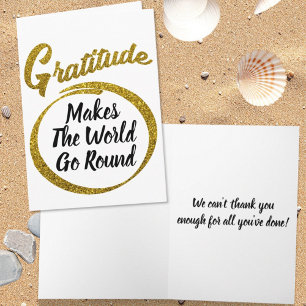 Elegant Gratitude Typography Gold Glitter Custom Thank You Card