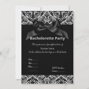 ELEGANT GRAY BLACK BOW BACHELORETTE INVITE