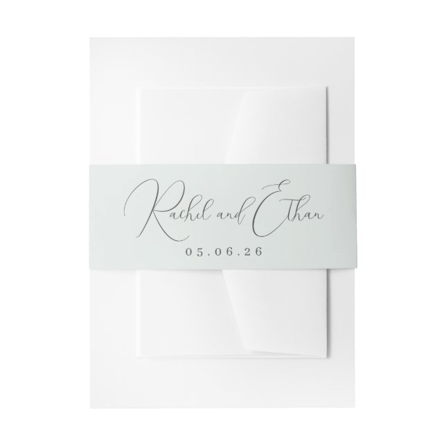 Elegant Gray Calligraphy Invitation Belly Band (Front Example)