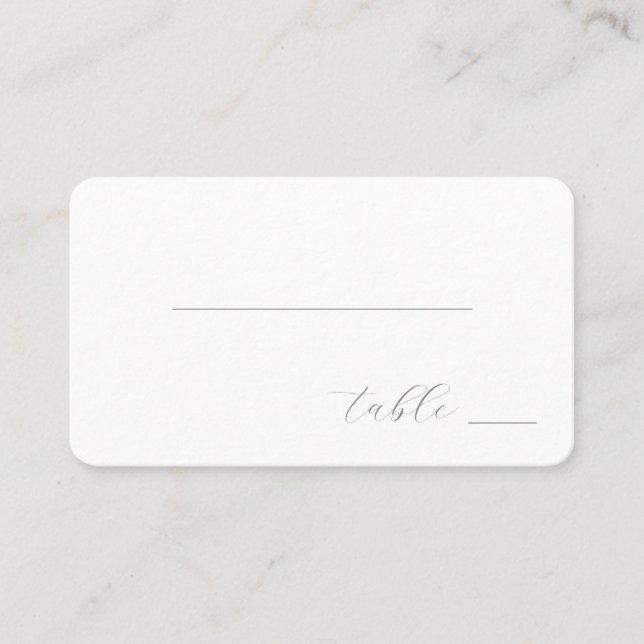 Elegant Gray Calligraphy Place Card (Front)