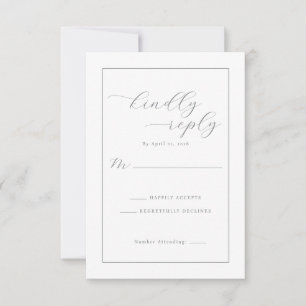 Elegant Gray Calligraphy RSVP Card