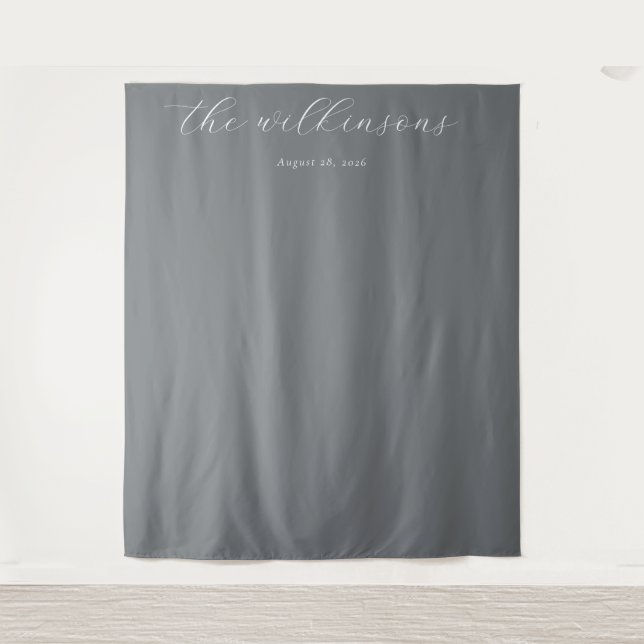 Elegant Gray Cursive Calligraphy Tapestry (Front)