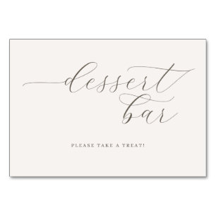 Elegant Gray Cursive Dessert Bar Sign Table Number