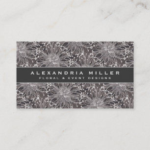 Elegant Gray Dandelion Flowers Business Card