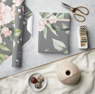 Elegant Gray Eucalyptus Greenery Wedding Wrapping Paper