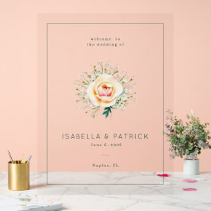 Elegant Gray Floral Wreath Acrylic Sign