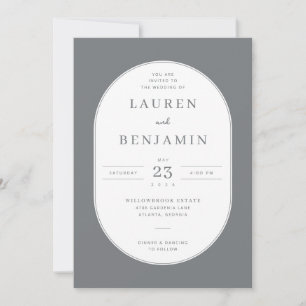Elegant Gray Formal Wedding Invitation