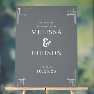 Elegant Gray Geometric Wedding Sign